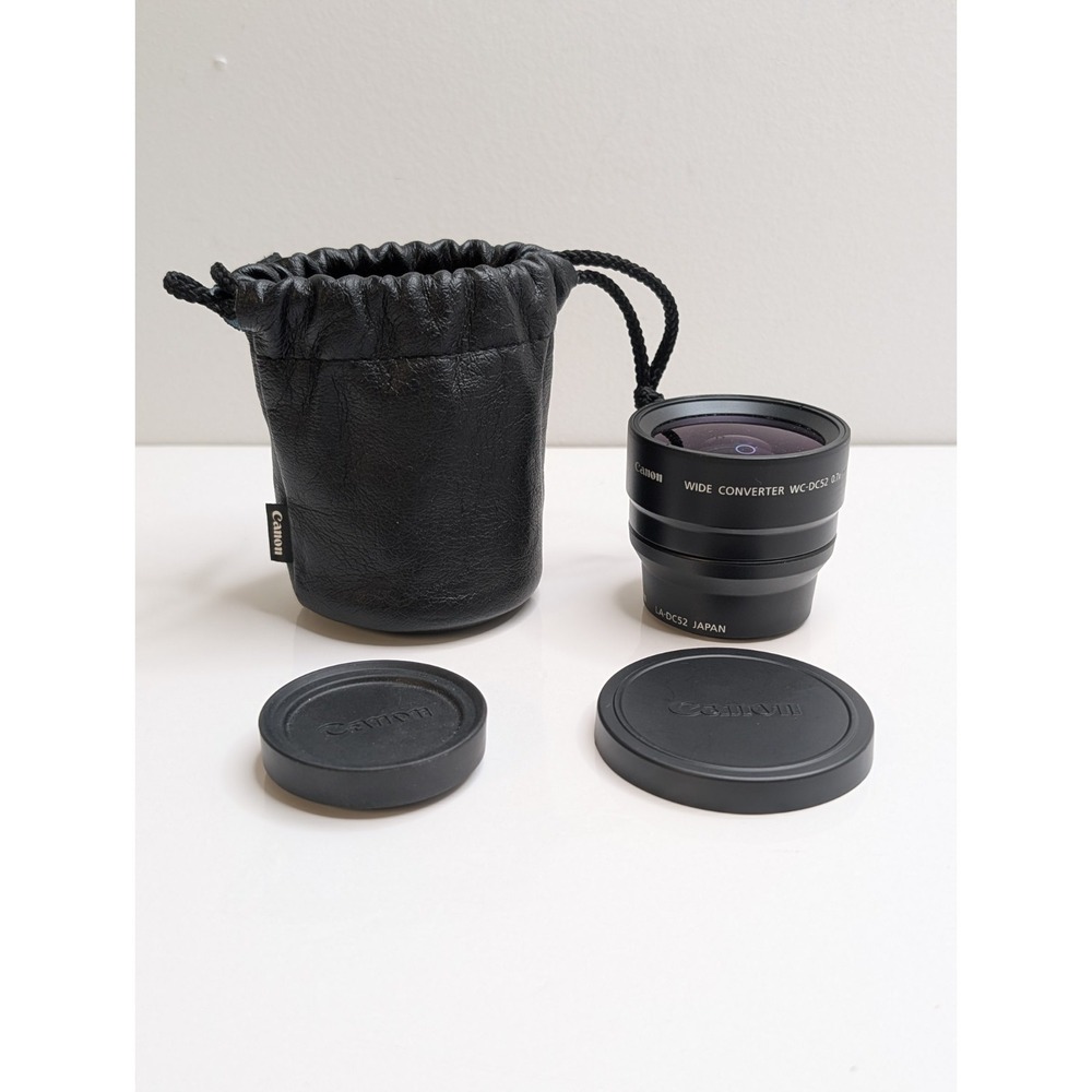 Canon WC-DC52 0.7x Wide Converter, LA-DC52C Adapter -  CLEAN-  Both Lens Covers